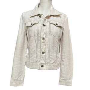 DKNY Womens Vintage Ivory‎ Linen Shirt Jacket Size L